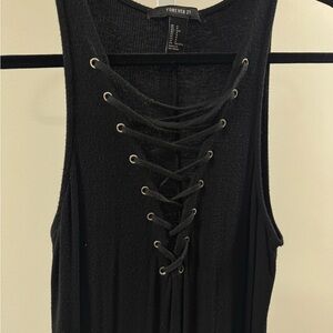 Forever 21 Black Lace-Up Sleeveless Top